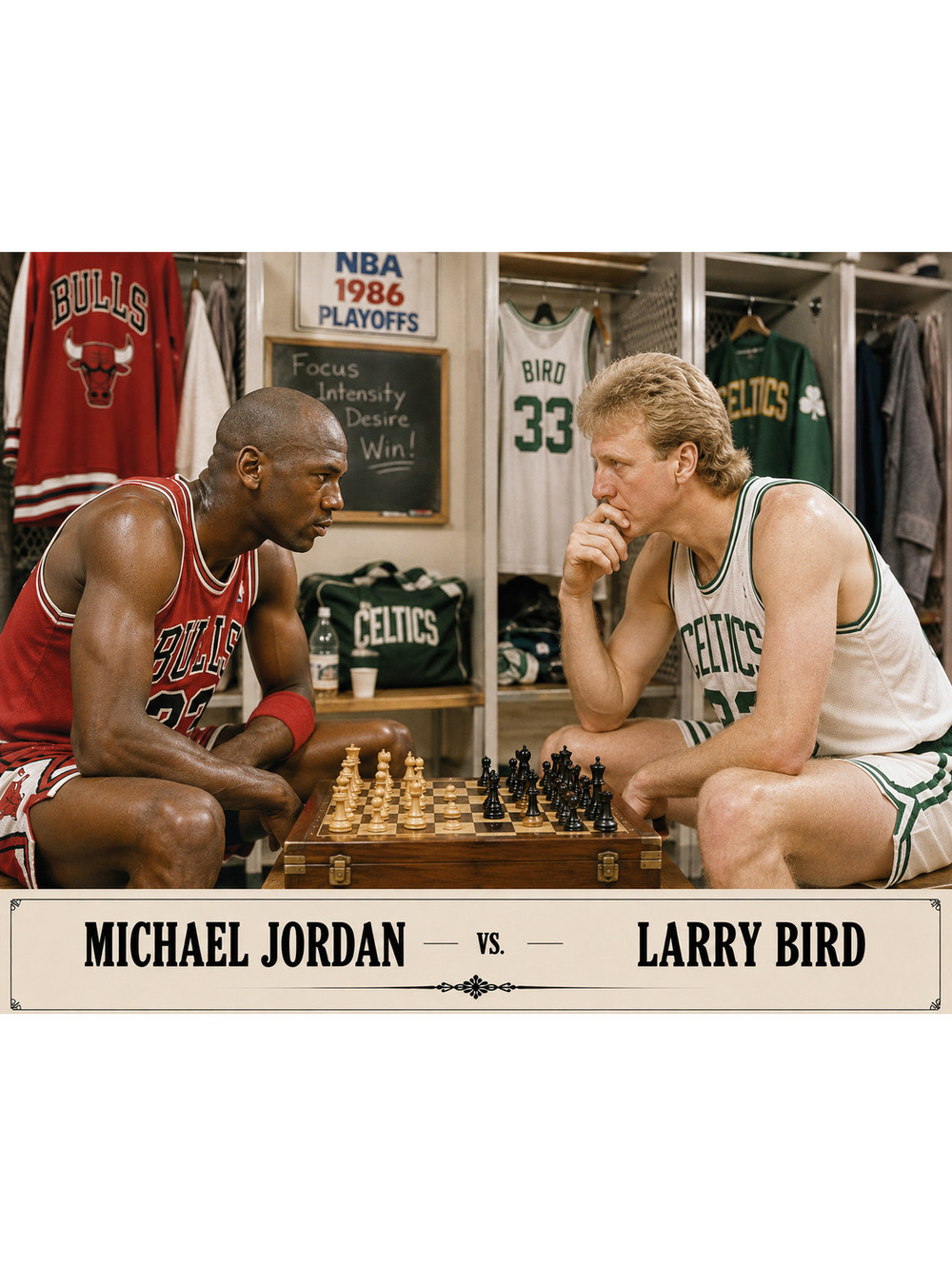4342 Michael Jordan vs Larry Bird Across The Board Chess 8x10 Glossy Print